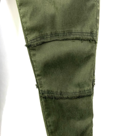 ♻️DONATED♻️ BLANK NYC Jeans Army Green Moto Skinny Jeans Size 28 J25 - Picture 8 of 12